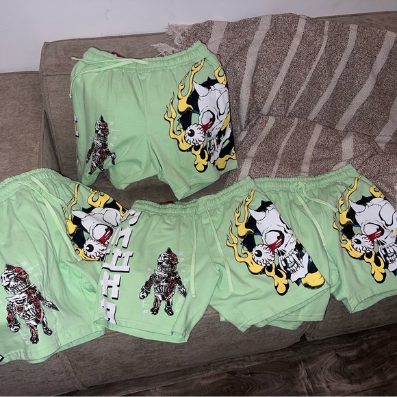 Mishka Light Green Graphic Shorts - Picture 6 of 7